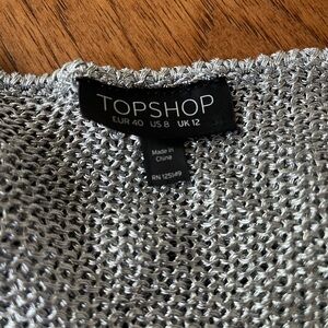 Topshop Metallic Silver Knit Top